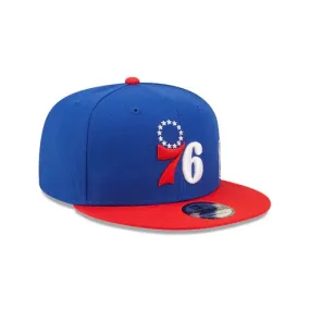 Philadelphia 76ers Red Letter Arch Vintage Green Bottom NBA 9Fifty Snapback Hat | Back Letter Arch Royal Blue 9Fifty