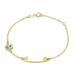 Pulsera Bebé Osito y Diamante Oro