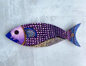 Purple Fish Wood Wall Art