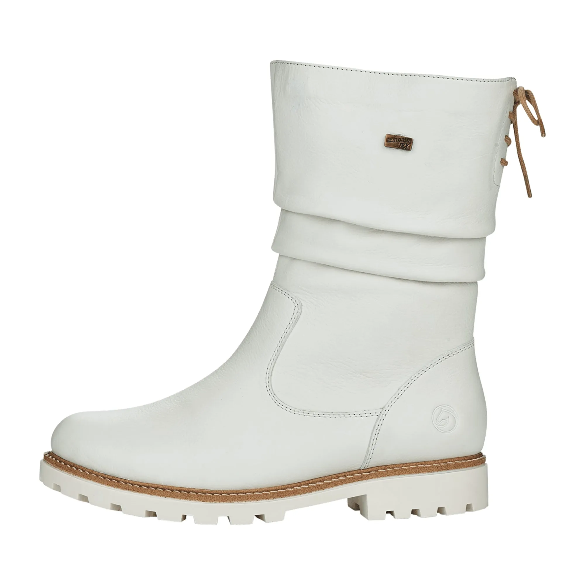 Remonte Women's White Leather Boots with Warm Lining and Non-Slip Sole