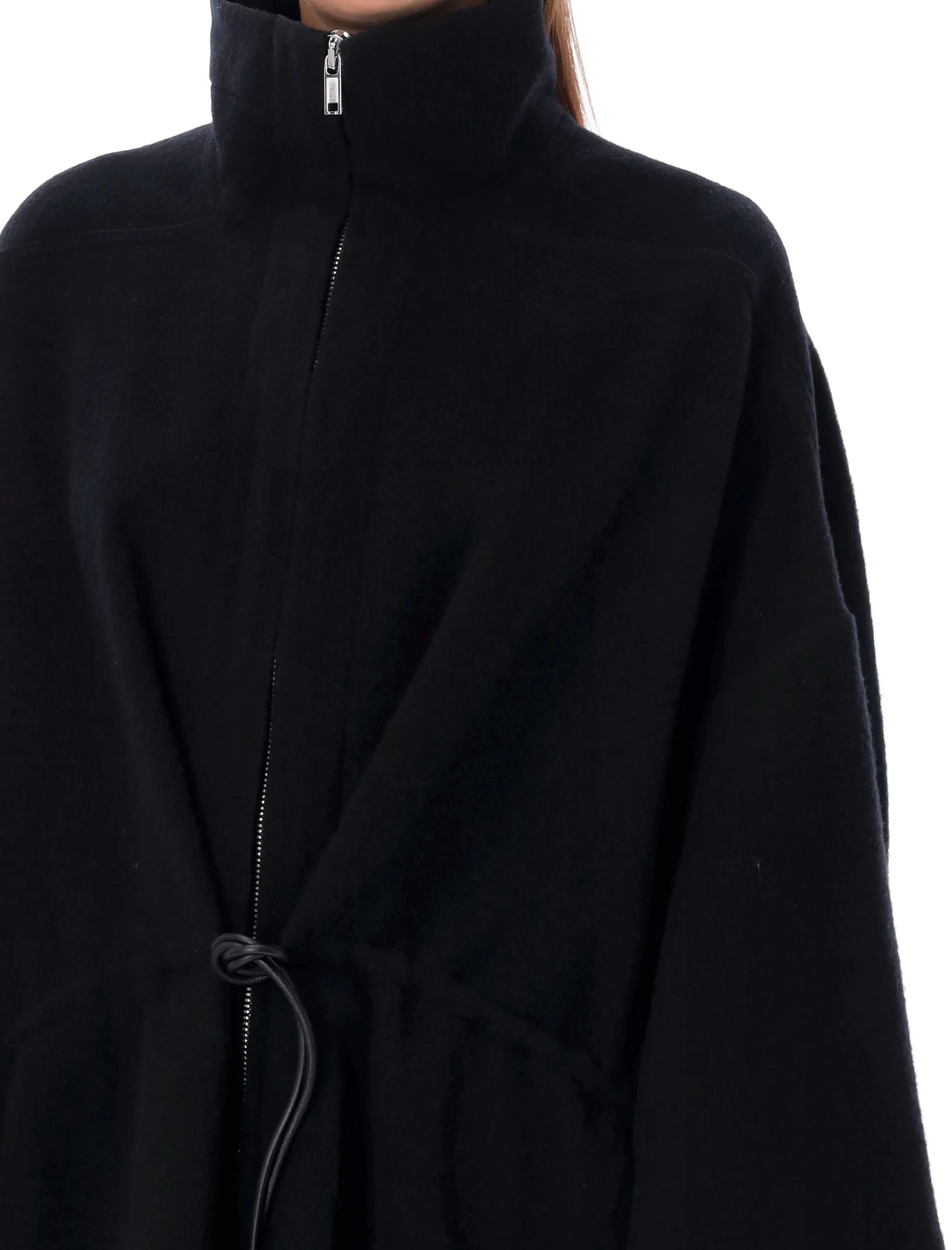 RICK OWENS High Neck Wool Cape Jacket