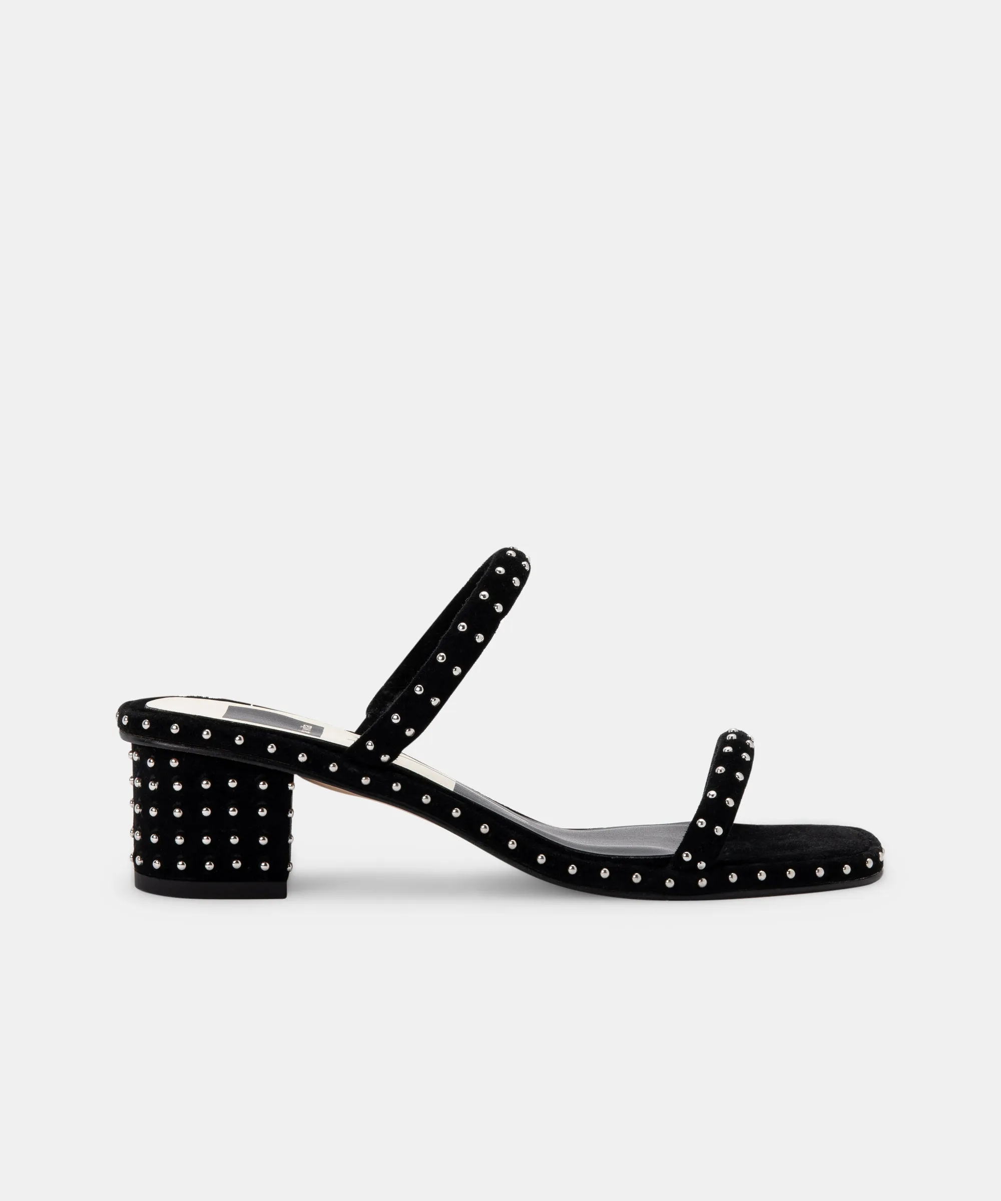 RIYA STUDDED SANDALS BLACK SUEDE - re:vita