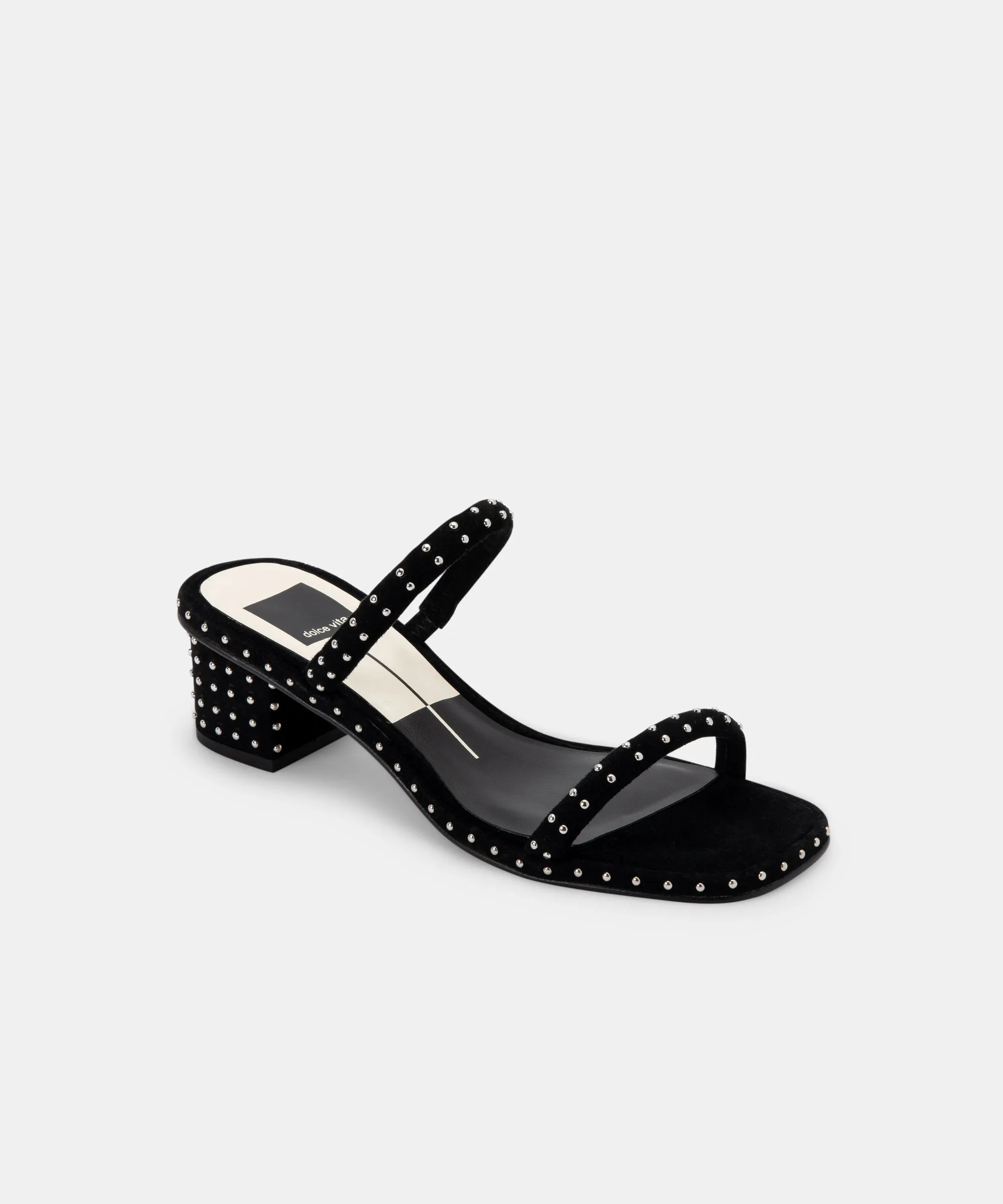 RIYA STUDDED SANDALS BLACK SUEDE - re:vita