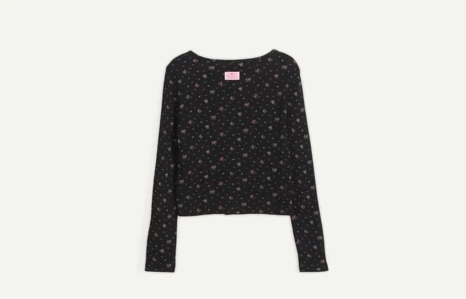 RONRON  |Heart Flower Patterns Casual Style Street Style Long Sleeves