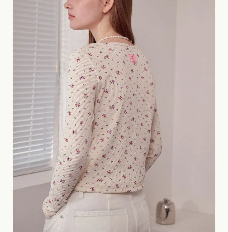 RONRON  |Heart Flower Patterns Casual Style Street Style Long Sleeves