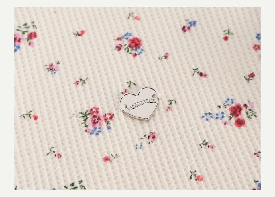 RONRON  |Heart Flower Patterns Casual Style Street Style Long Sleeves