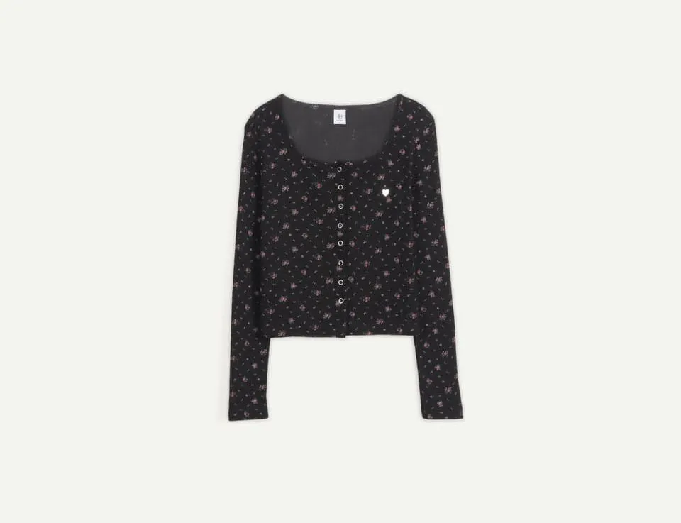 RONRON  |Heart Flower Patterns Casual Style Street Style Long Sleeves