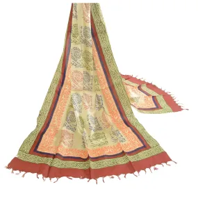 Sanskriti Vintage Dupatta Long Stole Blend Silk Ivory Warli Printed Wrap Scarves