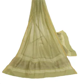 Sanskriti Vintage Green Long Dupatta Stole Cotton Silk Printed Wrap Scarves