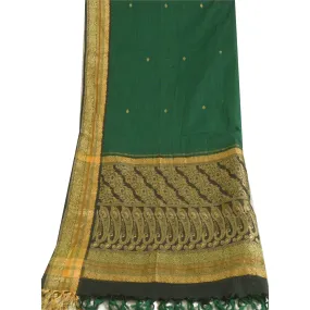 Sanskriti Vintage Long Dupatta Stole Blend Cotton Green Veil Woven Scarves