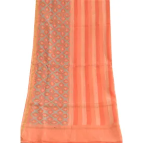 Sanskriti Vintage Long Dupatta Stole Cotton Silk Peach Printed Wrap Scarves