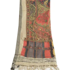 Sanskriti Vintage Long Dupatta Stole Pure Silk Printed Printed Wrap Scarves