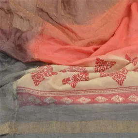 Sanskriti Vintage Pink Long Dupatta Stole Blend Silk Hijab Printed Scarves