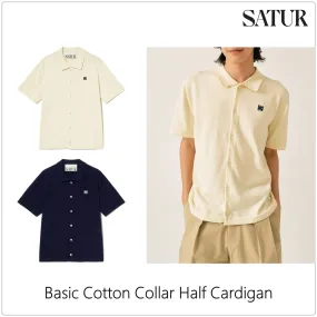 SATUR  |Street Style Plain Cotton Logo Cardigans