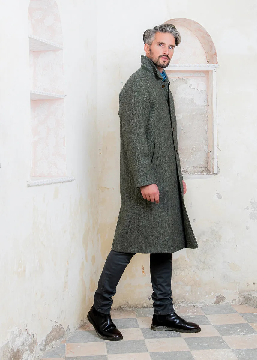 Sean Tweed Coat - Olive Wide Herringbone