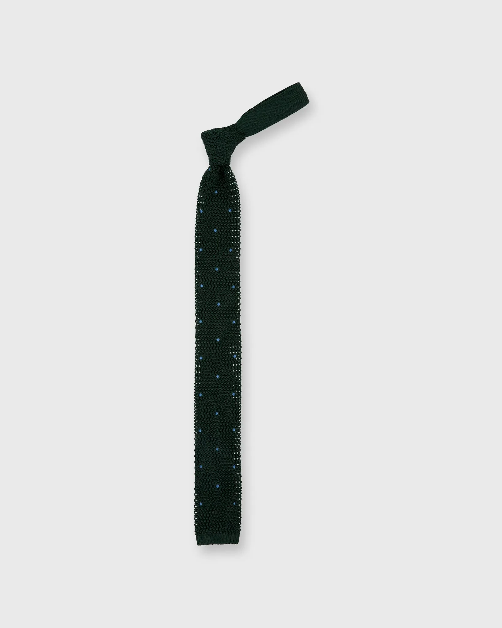 Silk Knit Tie in Hunter/French Blue Dot