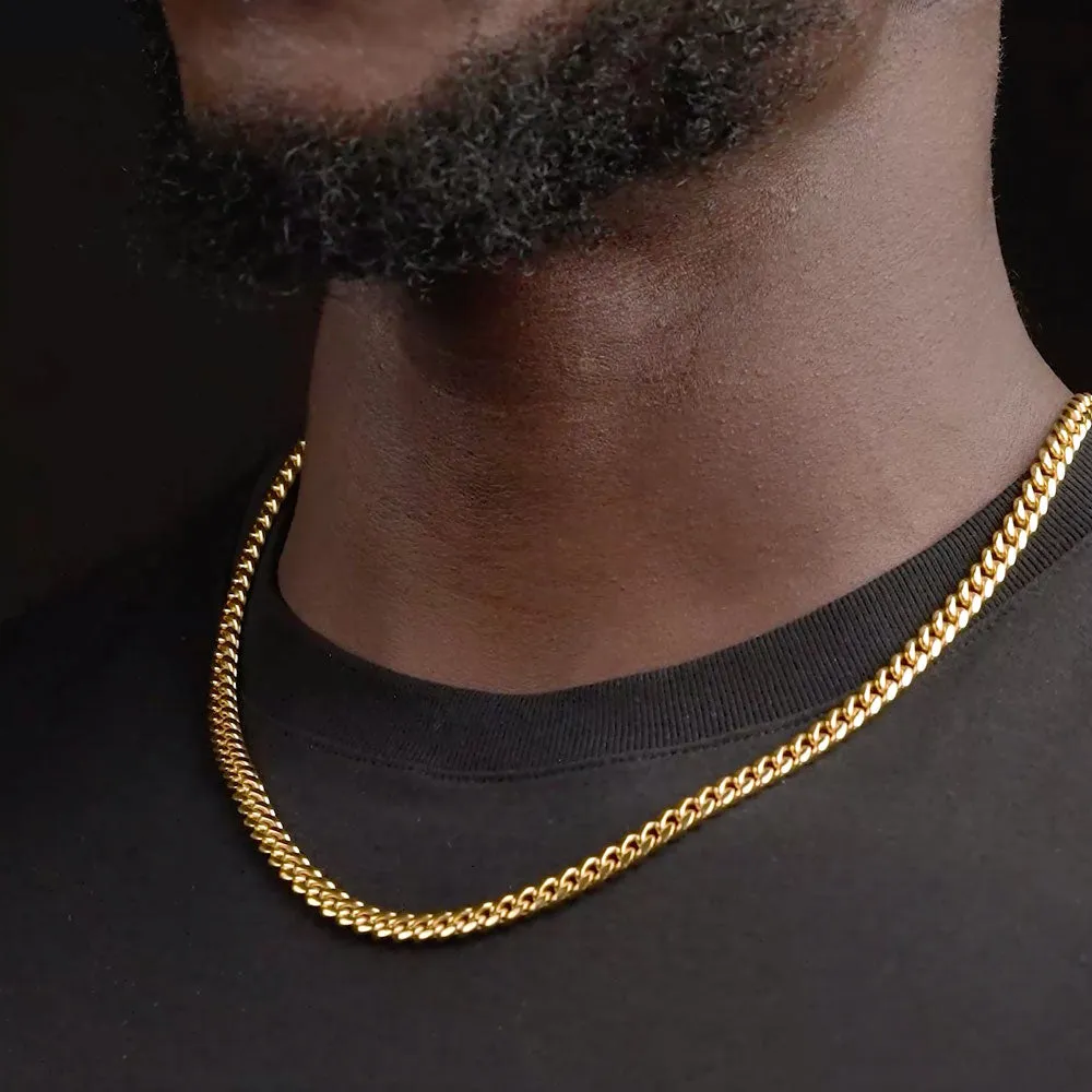 Solid Gold Cuban Link Chain Hollow