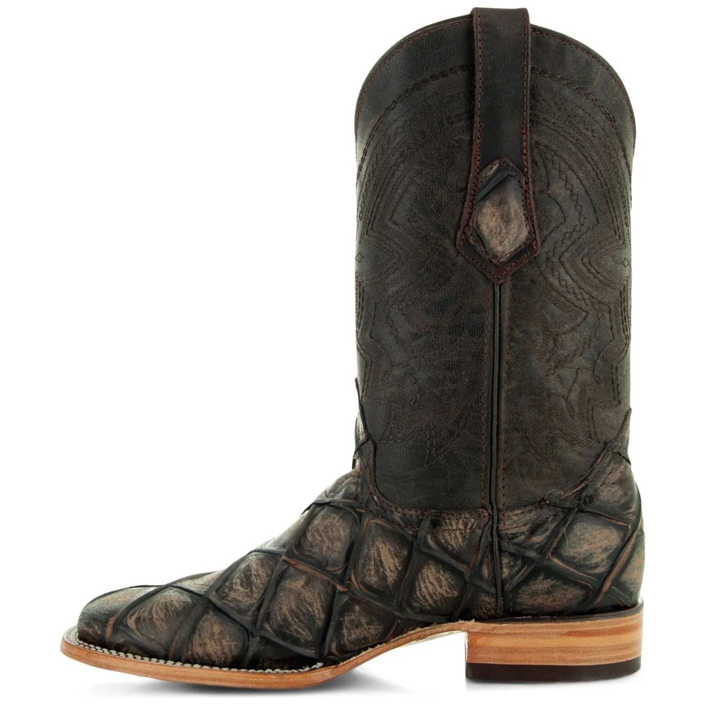 Soto Boots Mens Pirarucu Print Brown Cowboy Boots H50033