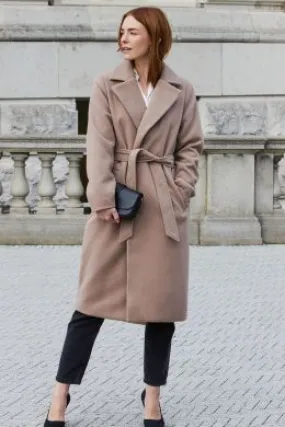 Threadbare Womens Belted Coat Beige