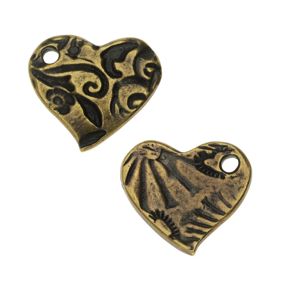 TierraCast Charm, Amor Small Heart 13.5x15mm, Brass Oxide Finish (1 Piece)