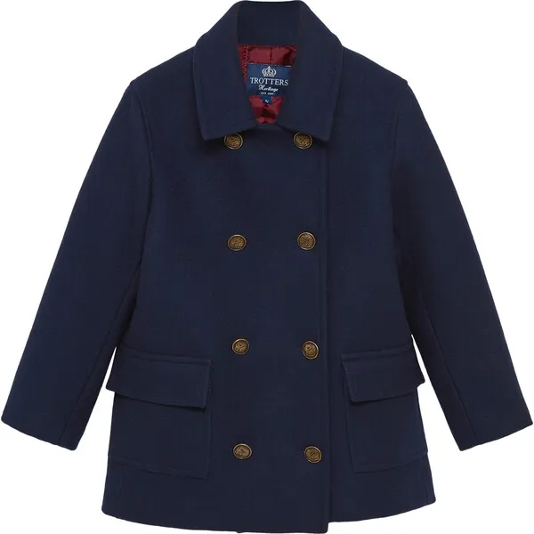 Trotters London Pea Coat, Navy