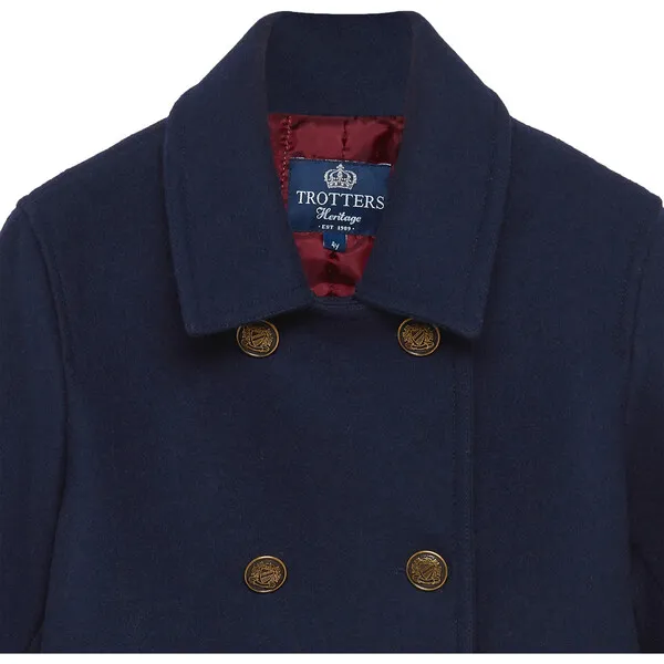 Trotters London Pea Coat, Navy