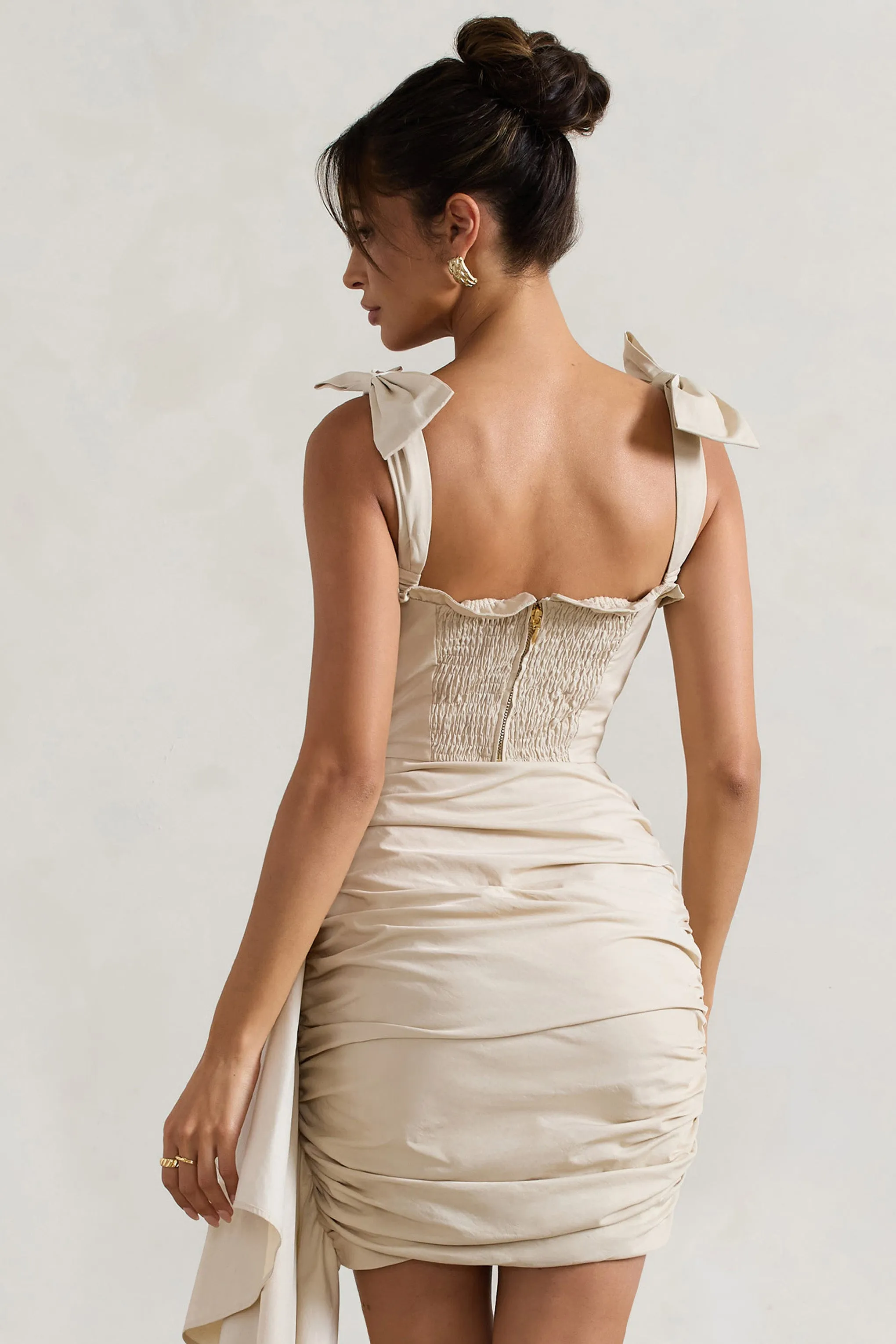 Valentine | Ivory Ruffled Corset Top With Tie Straps