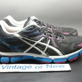 Women's asics gt 2000 black white electric blue running shoes t2k8n sz 6.5 d