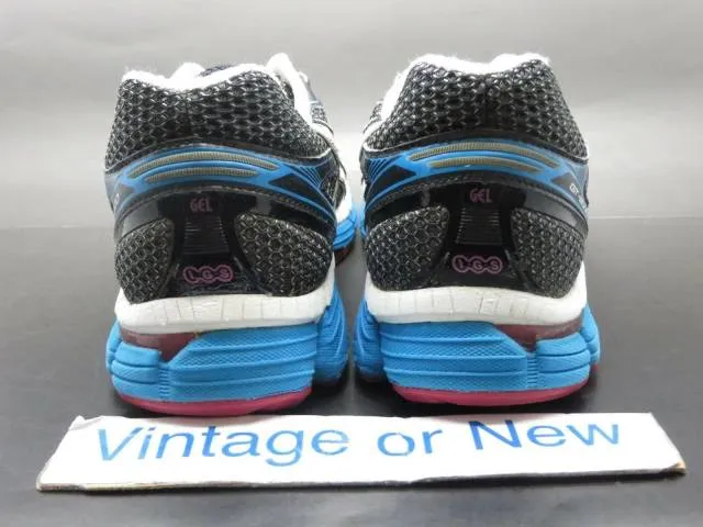 Women's asics gt 2000 black white electric blue running shoes t2k8n sz 6.5 d