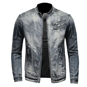 Xituodai New Denim Jacket Men Motocycle Denim Coats Streetwear Fashion Slim Fit Cowboy Outerwear Moto Biker Mens Denim Jacket Ca