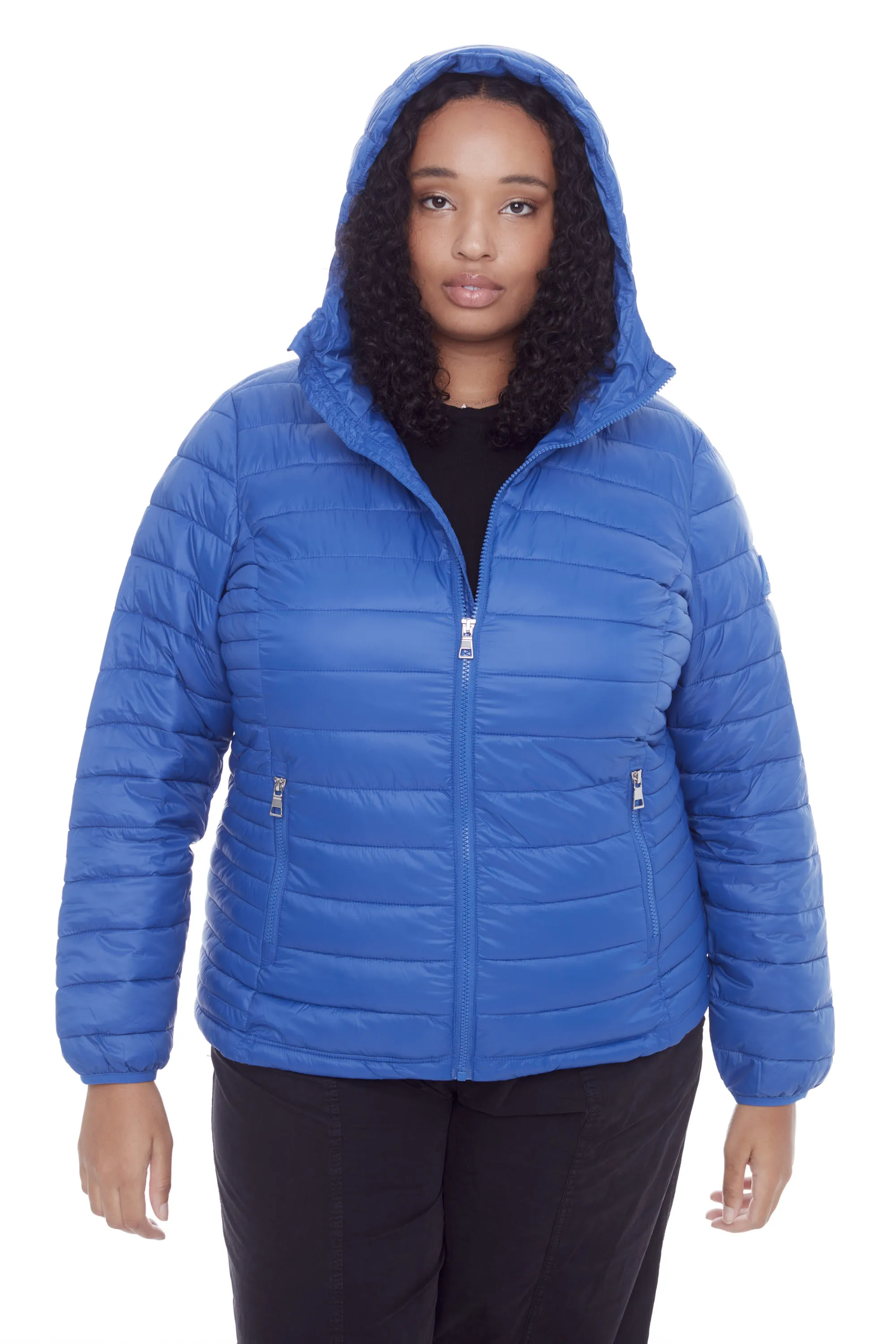 YOHO PLUS | WOMEN'S VEGAN DOWN (RECYCLED) LIGHTWEIGHT PACKABLE PUFFER, COBALT (PLUS SIZE)