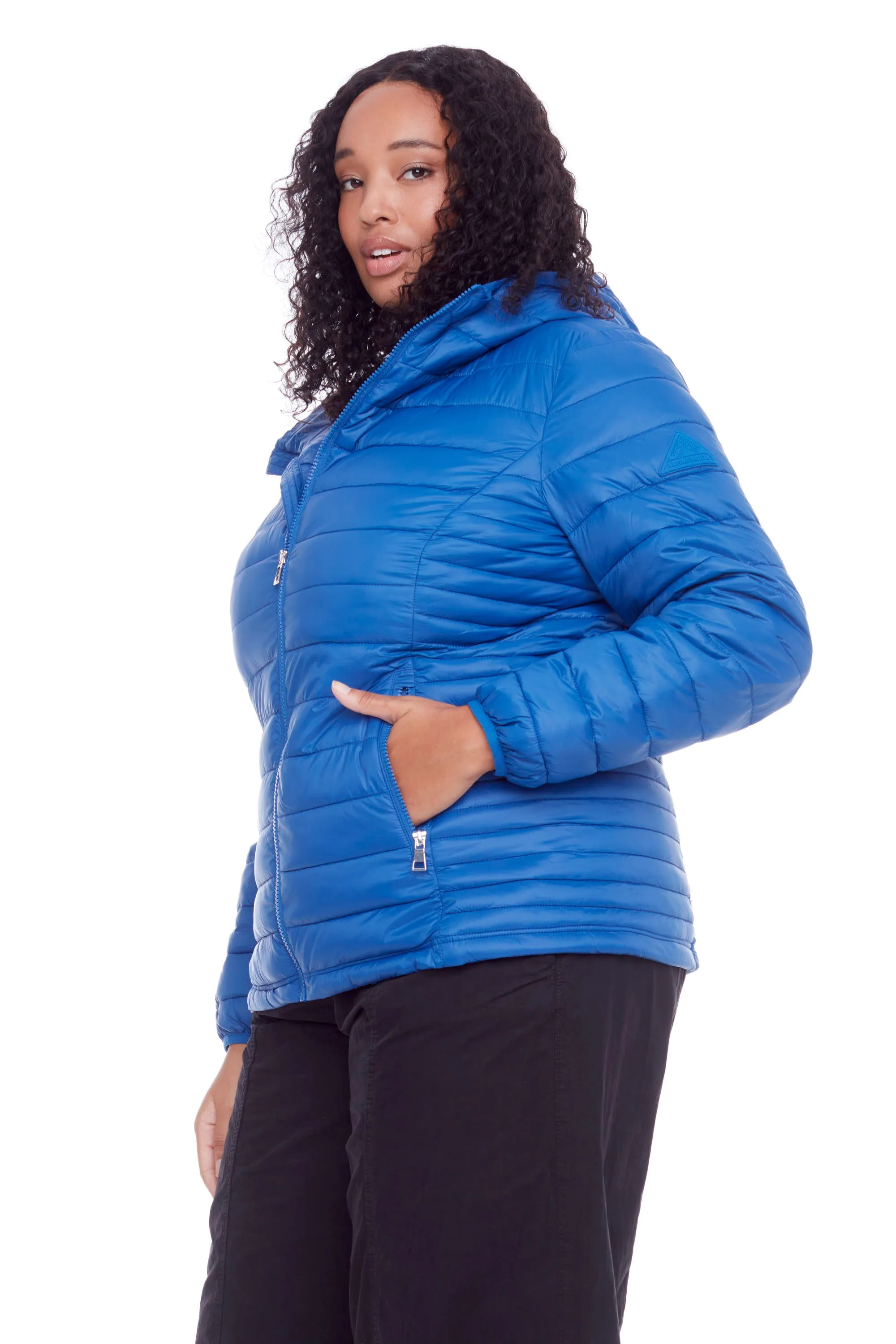 YOHO PLUS | WOMEN'S VEGAN DOWN (RECYCLED) LIGHTWEIGHT PACKABLE PUFFER, COBALT (PLUS SIZE)