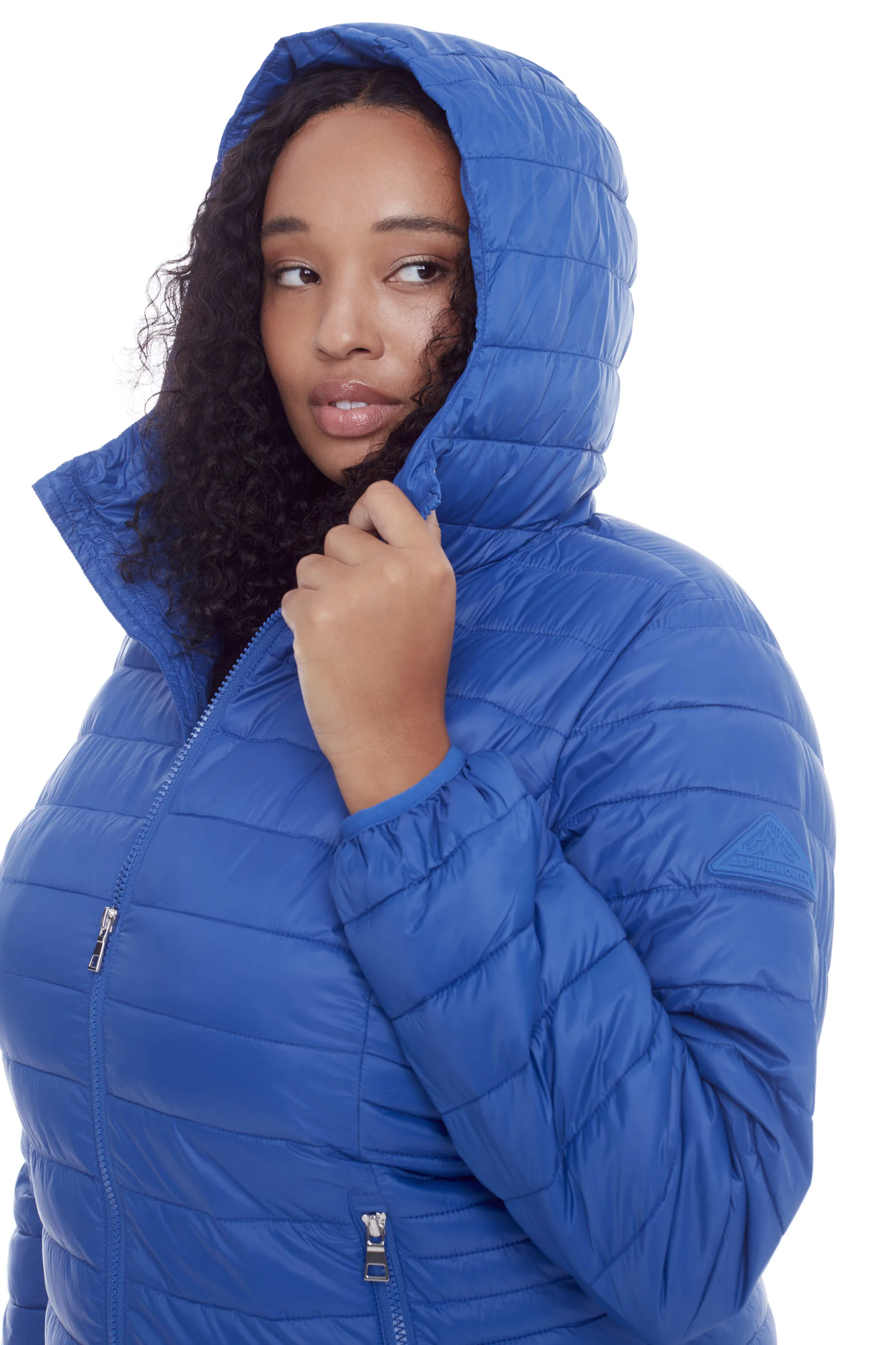 YOHO PLUS | WOMEN'S VEGAN DOWN (RECYCLED) LIGHTWEIGHT PACKABLE PUFFER, COBALT (PLUS SIZE)