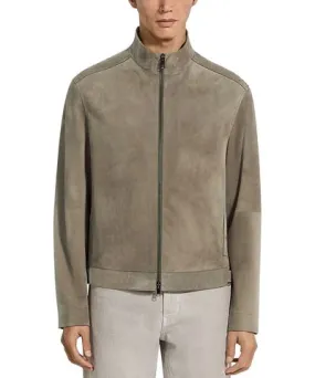 Zegna Zip Front Suede Blouson Jacket